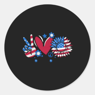 Peace Love America Us Flag Fourth 4Th Of July Classic Round Sticker