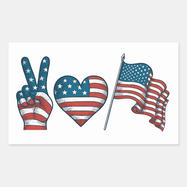Peace Love American Flag Sticker (Front)