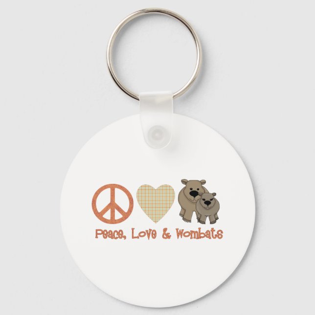 Peace, Love &amp; Wombats Keychain (Front)