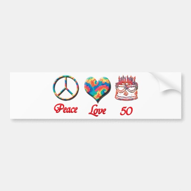 Peace Love and 50 Bumper Sticker (Front)