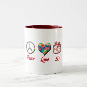 Peace Love and 50 Two-Tone Coffee Mug