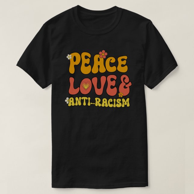 Peace Love and Anti-Racism Square Sticker T-Shirt (Design Front)