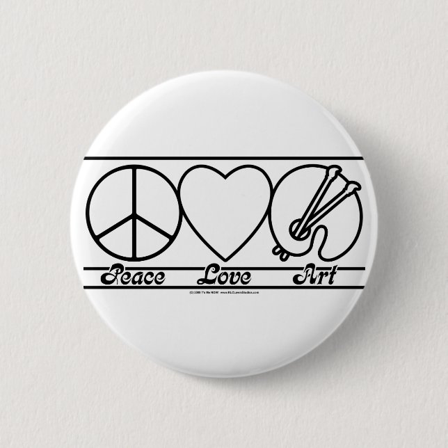 Peace Love and Art 2 Inch Round Button (Front)