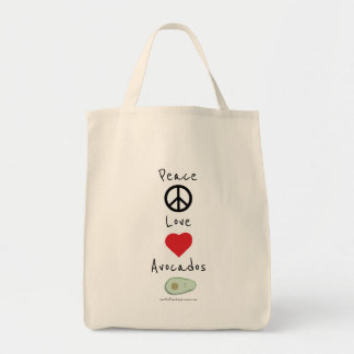 Peace, Love, and Avocados Grocery Tote Bag