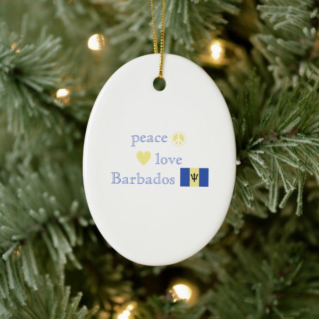 Peace Love and Barbados Ceramic Ornament (Tree)