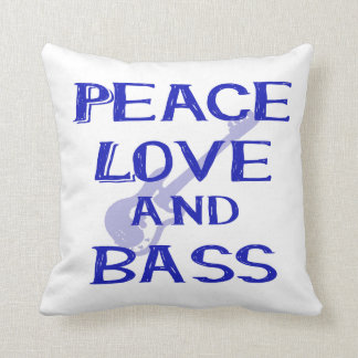 peace love and bass bernice blue w guitar throw pillow