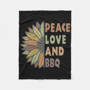 Peace Love And Bbq  Fleece Blanket