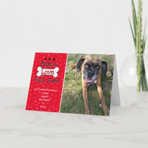 Peace Love and Belly Rub - Carte de Noël de chien