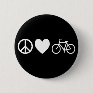 Peace Love and Bicycles 2 Inch Round Button