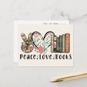Peace, Love, and Books Postcard