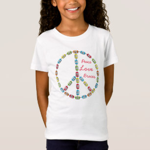 Peace, Love and Braces Peace Sign Girls T-Shirt