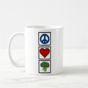 Peace Love and Broccoli Coffee Mug
