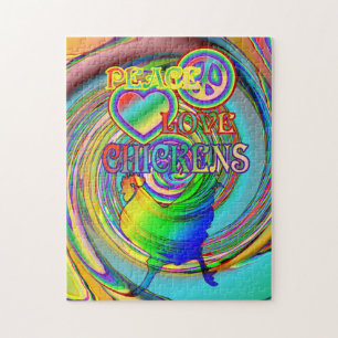 Peace, Love, and Chickens Jigsaw Puzzle