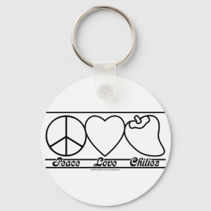 Peace Love and Chilies Keychain