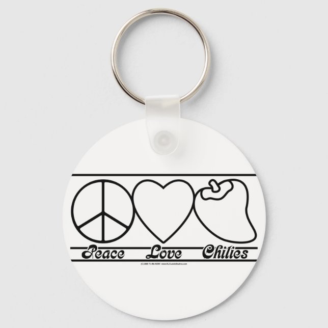 Peace Love and Chilies Keychain (Front)
