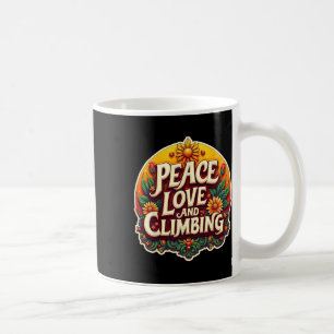 Peace Love And Climbing Lover Wall Climber Retro V Coffee Mug