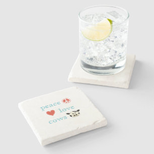 Peace Love and Cows Stone Coaster