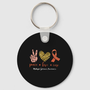 Peace Love And Cure Multiple Sclerosis Awareness M Keychain