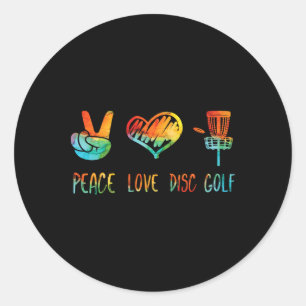 Peace Love And Disc Golf Tie Dye Classic Round Sticker