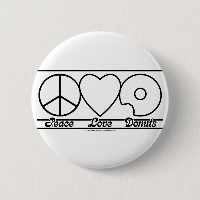 Peace Love and Doughnuts 2 Inch Round Button (Front)