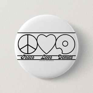 Peace Love and Doughnuts 2 Inch Round Button
