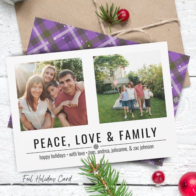 Peace Love and Family 2 Photos Holiday Card (Peace Love and Family 2 Photos Holiday Card)