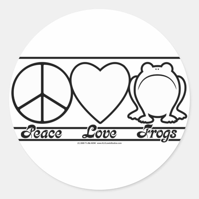 Peace Love and Frogs Classic Round Sticker (Front)
