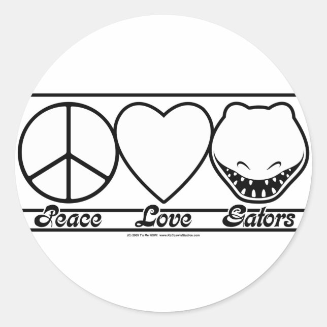 Peace Love and Gators Classic Round Sticker (Front)