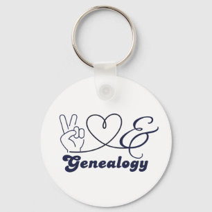 Peace Love and Genealogy Keychain