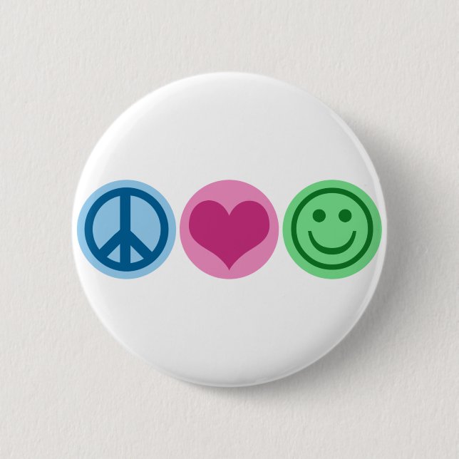 Peace Love and Happiness 2 Inch Round Button (Front)