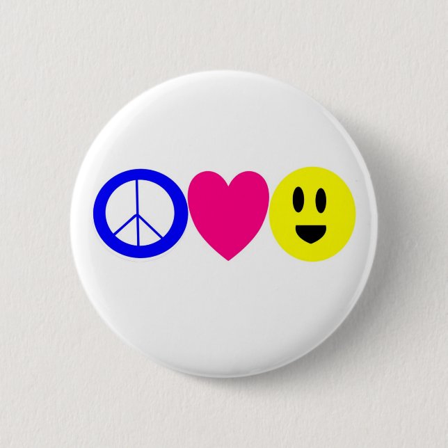 Peace, Love, and Happiness 2 Inch Round Button (Front)