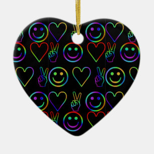 PEACE , LOVE  AND HAPPINESS CERAMIC ORNAMENT