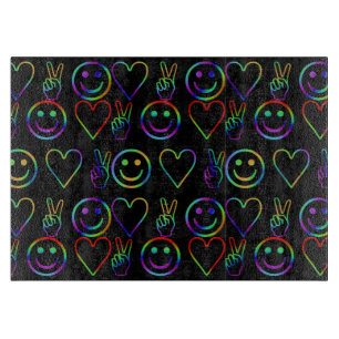 PEACE , LOVE  AND HAPPINESS CUTTING BOARD