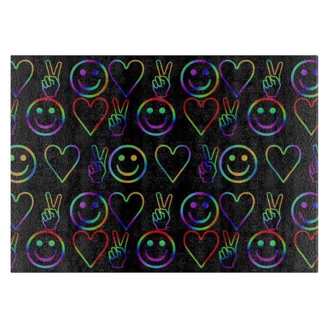 PEACE , LOVE  AND HAPPINESS CUTTING BOARD (Front)