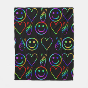 PEACE , LOVE  AND HAPPINESS FLEECE BLANKET