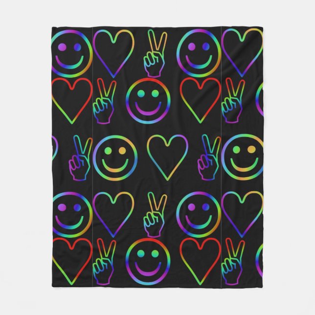 PEACE , LOVE  AND HAPPINESS FLEECE BLANKET (Front)
