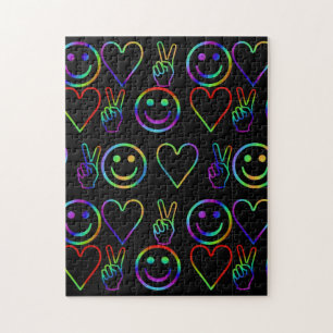 PEACE , LOVE  AND HAPPINESS JIGSAW PUZZLE