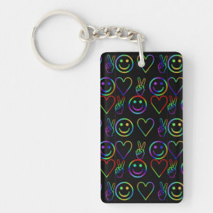 PEACE , LOVE AND HAPPINESS KEYCHAIN