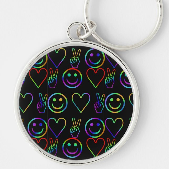 PEACE , LOVE  AND HAPPINESS KEYCHAIN (Front)