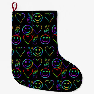 PEACE , LOVE AND HAPPINESS LARGE CHRISTMAS STOCKING