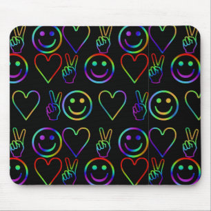 PEACE , LOVE  AND HAPPINESS MOUSE PAD