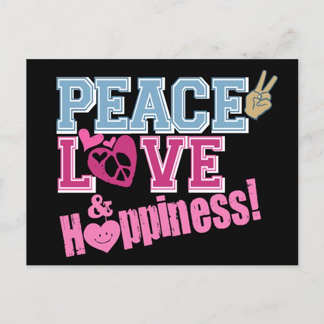 Peace Love and Happiness Postcard (Front)