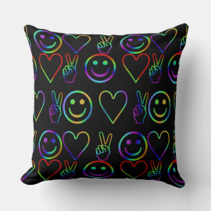 PEACE , LOVE  AND HAPPINESS THROW PILLOW