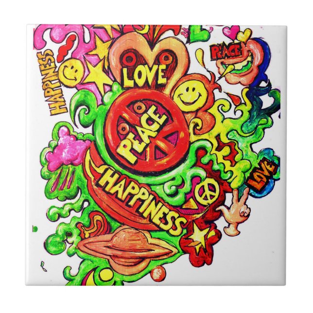 Peace, Love and Happiness Tile (Front)