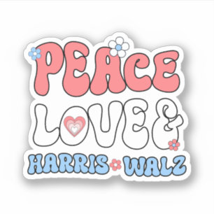 Peace Love and Harris Walz Retro Hippie Style