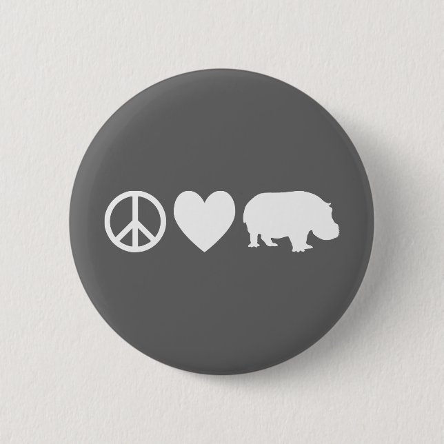 Peace Love and Hippos 2 Inch Round Button (Front)