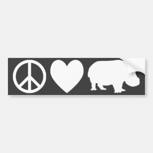 Peace Love and Hippos Bumper Sticker