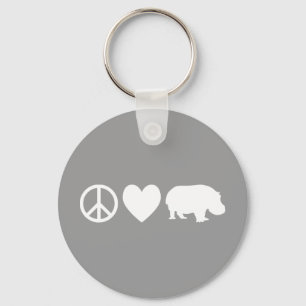Peace Love and Hippos Keychain