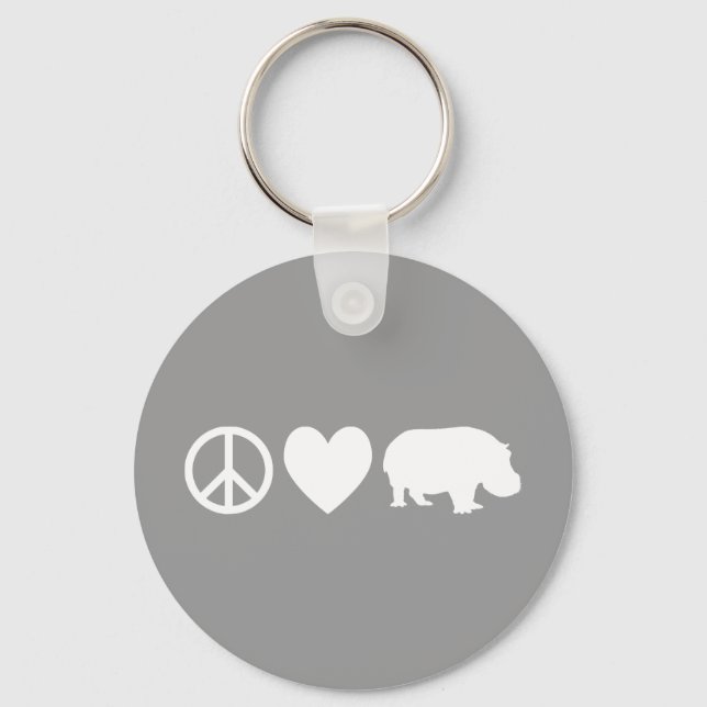 Peace Love and Hippos Keychain (Front)