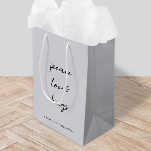 Peace Love and Hugs Dove Grey Elegant Christmas Medium Gift Bag
